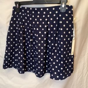 NWT HAVE Navy lined polka Dot skirt size Medium